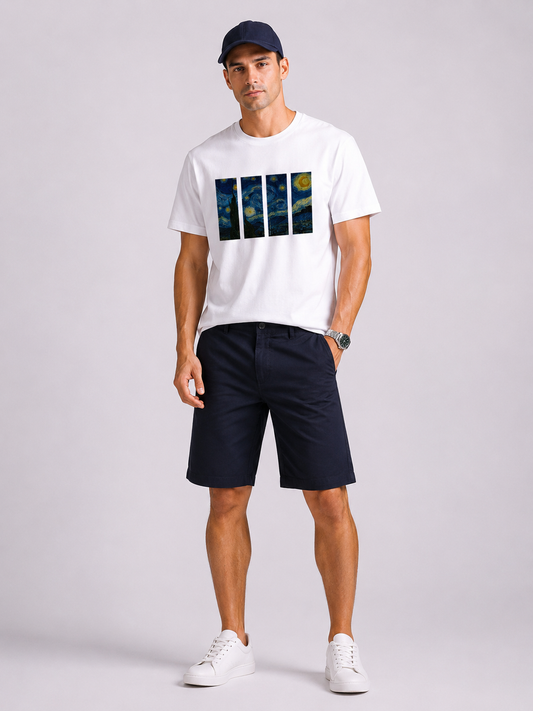 Denmark Printed Cotton Short - Navy Blue
