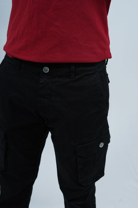 Premium Cotton Stretch Cargo - Black