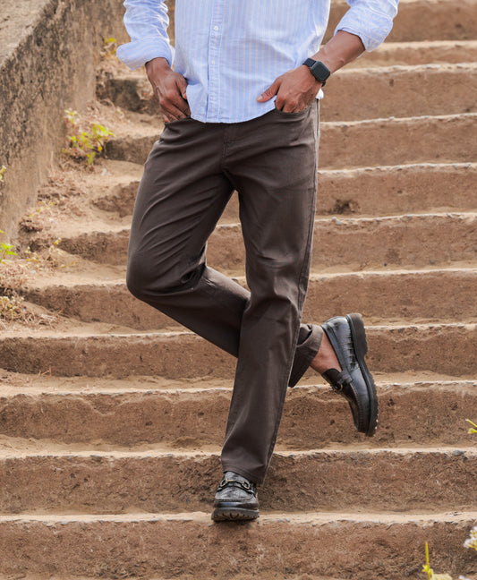 Premium Cotton Slub Trouser _Brown