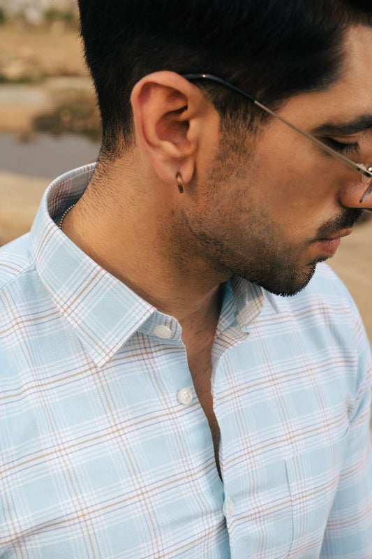 Oxford Checks - Water Blue