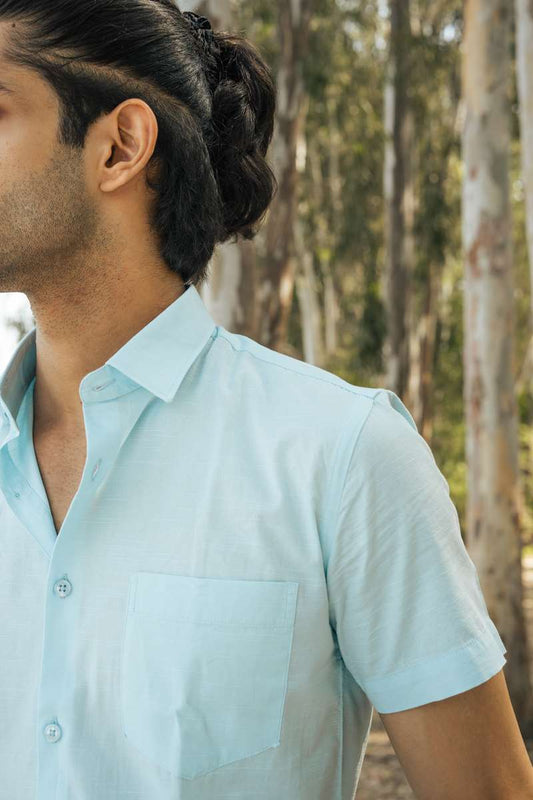 Slub Cotton Fabric - Aqua