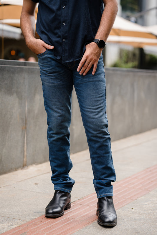 Medium washed G Blue stretchable slim tapered fit Jeans