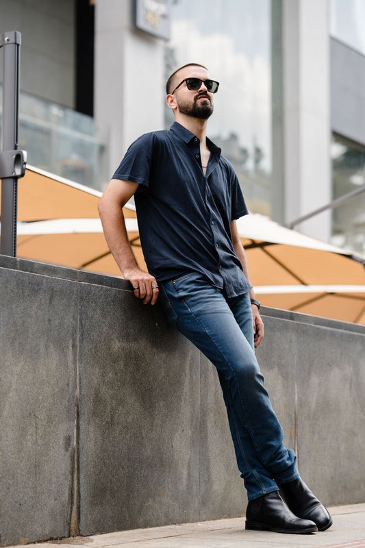 Medium washed G Blue stretchable slim tapered fit Jeans