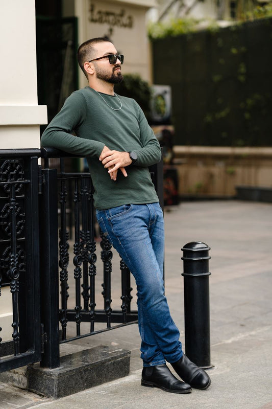 Medium washed Lt Blue slim tapered fit Jeans