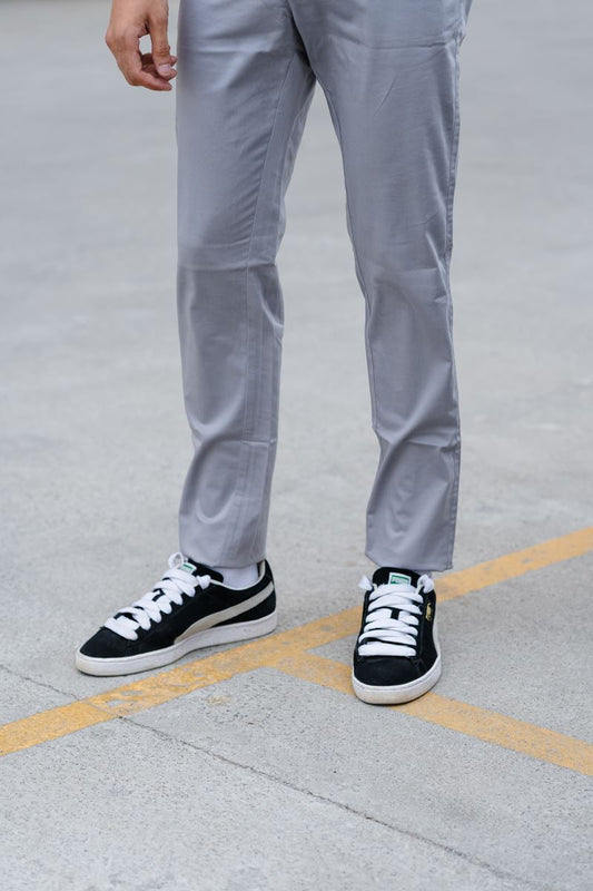 Fine Dobby Cotton Stretch Trouser Malta - Grey