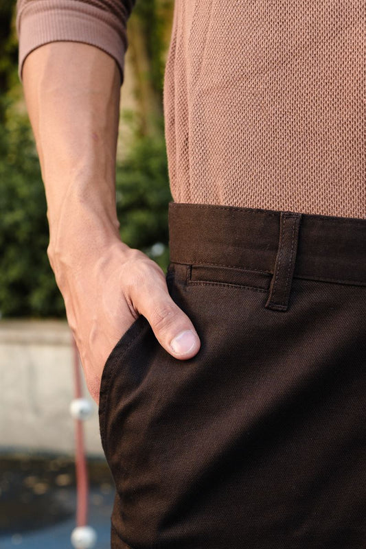 Fine Dobby Cotton Stretch Trouser Malta - Olive