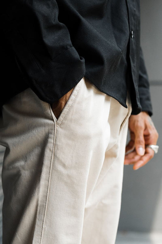 Fine Dobby Cotton Stretch Trouser Malta - Beige