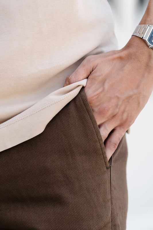 Fine Dobby Cotton Stretch Trouser Portugal - Brown