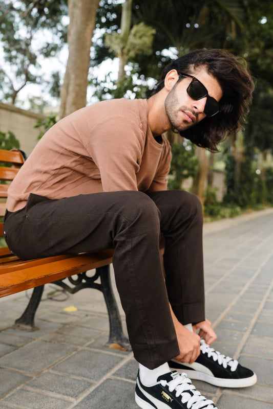 Fine Dobby Cotton Stretch Trouser Portugal - Olive