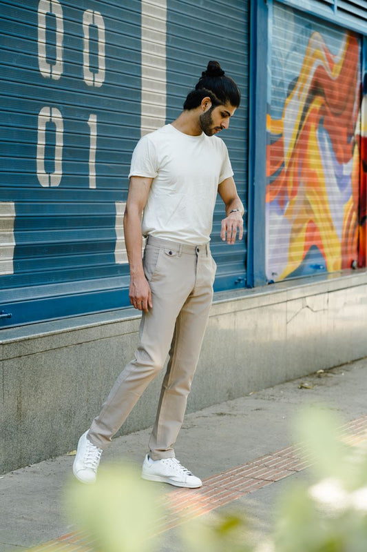 Premium Cotton Stretch Trouser Ireland - Cream