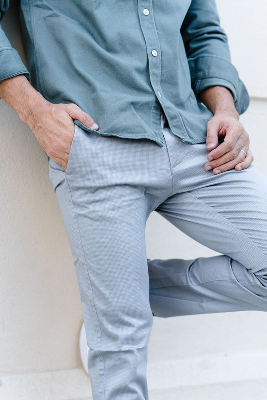 Elegant Printed Cotton Stretch Trouser Euro - Grey