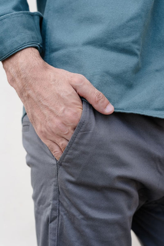 Elegant Printed Cotton Stretch Trouser Saturn - Grey