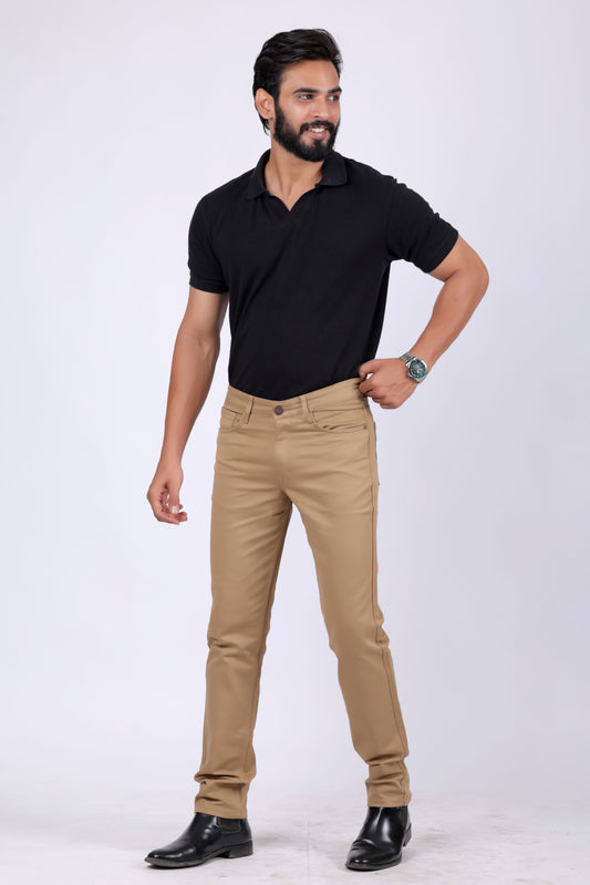 Premium Cotton Stretch Jeans - Khaki