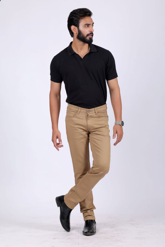 Premium Cotton Stretch Jeans - Khaki