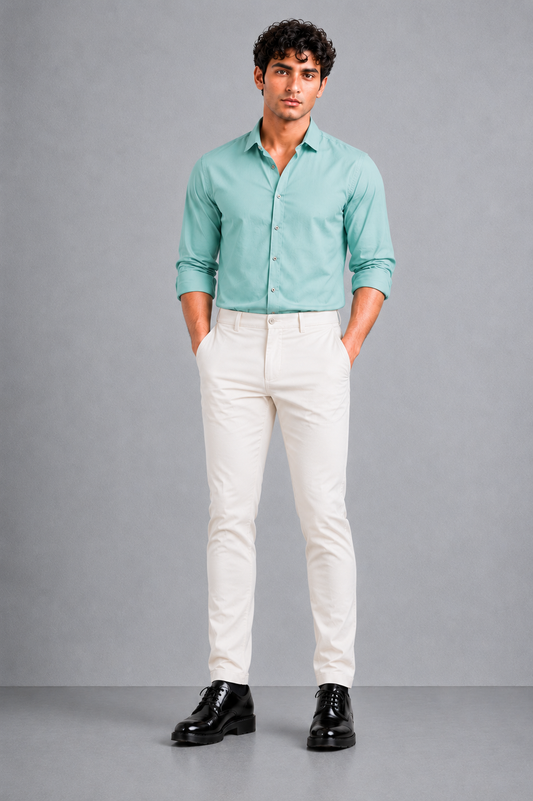 Premium Cotton Stretch Trouser  - SB2416312 - CREAME