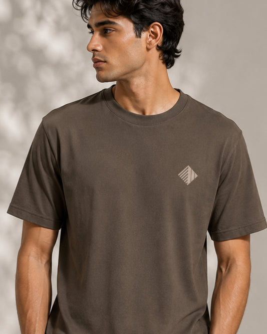 Gabardine T Shirt_Brown_logo