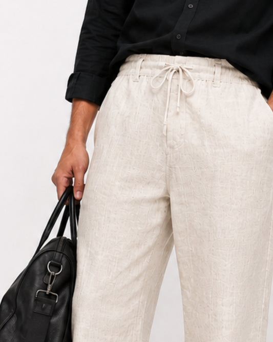 Airport Look Cotton Blended Pajama_Off White