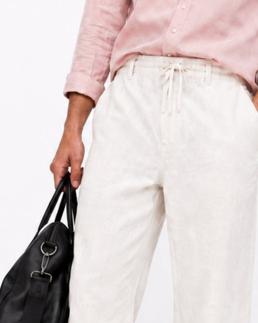 Airport Look Cotton Blended Pajamas_White