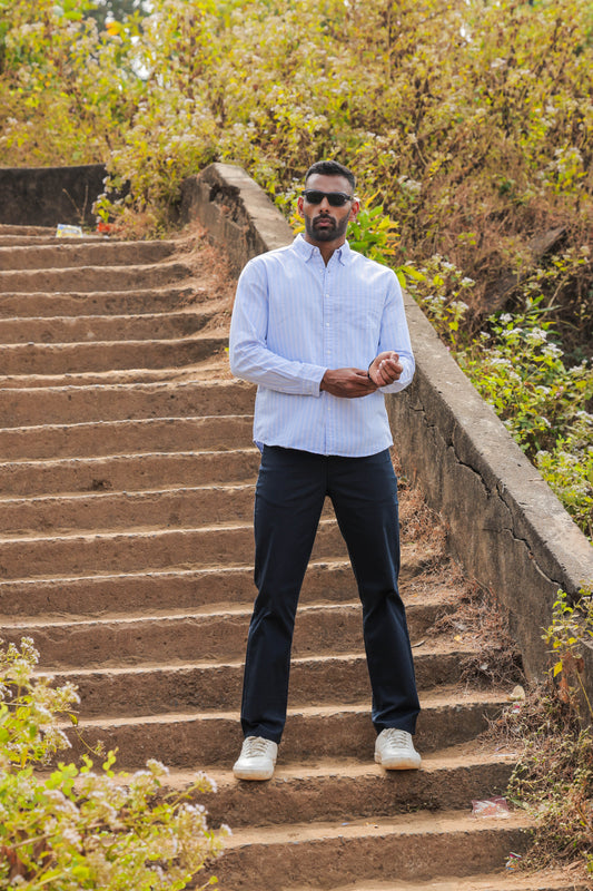 Premium Cotton Slub Trouser _Blue