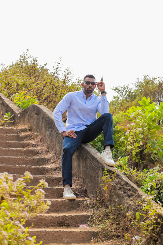 Premium Cotton Slub Trouser _Blue