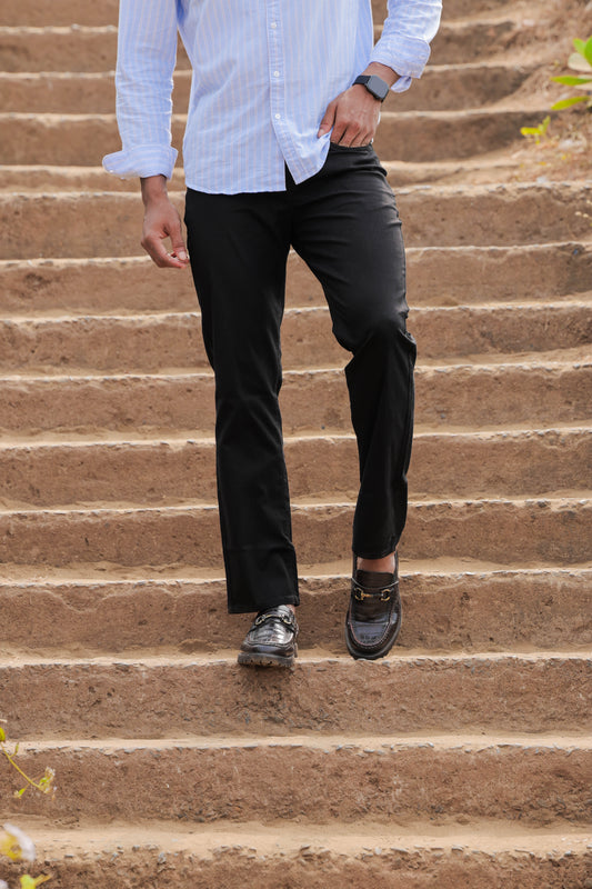 Premium Cotton Slub Trouser_Black