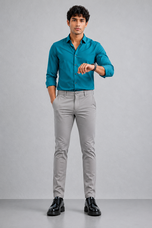 Premium Cotton Stretch Trouser  - SB2416325 - Grey
