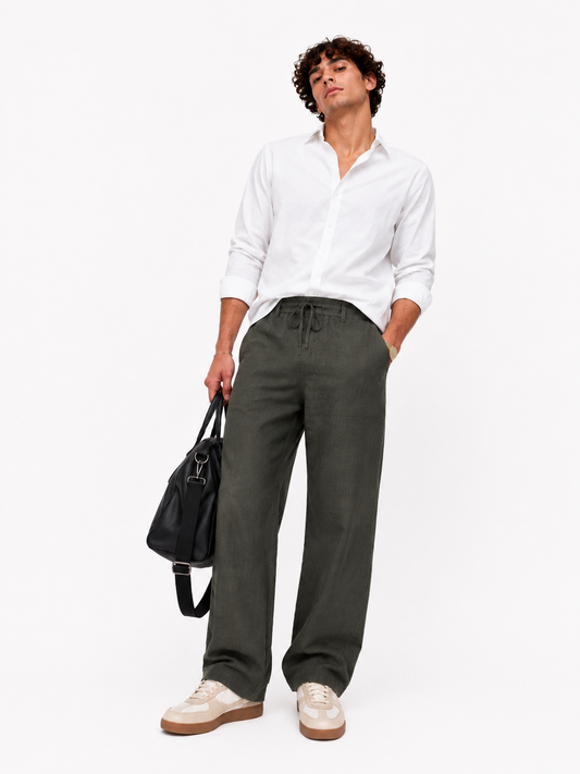 Airport Look Cotton Blended Pajama_Olive