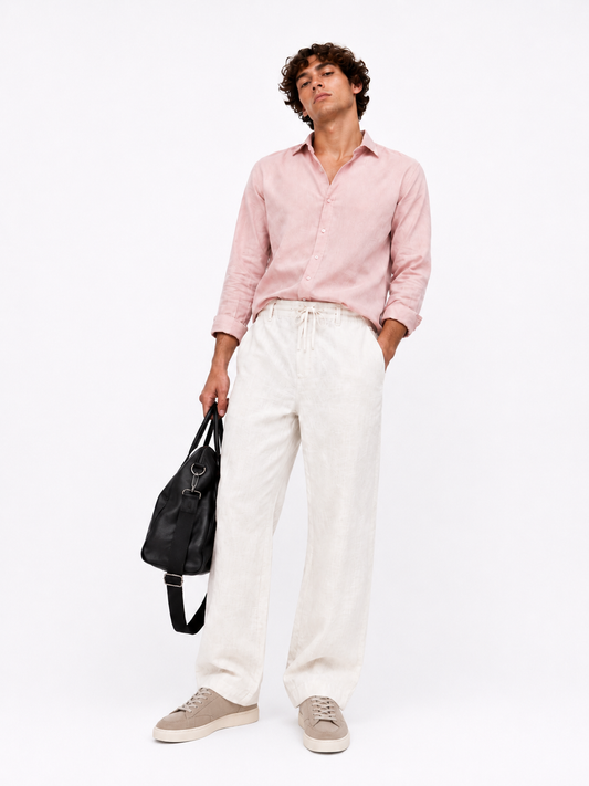 Airport Look Cotton Blended Pajamas_White
