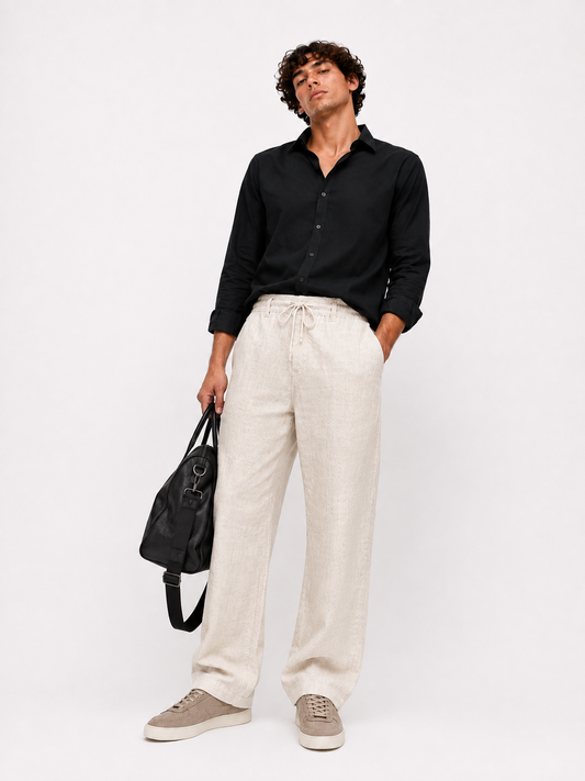 Airport Look Cotton Blended Pajama_Off White