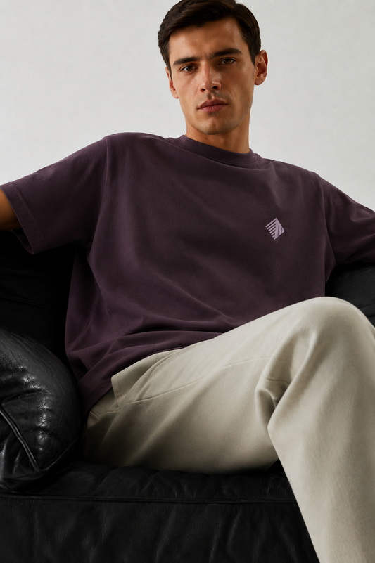 Gabardine T Shirt_Maroon_Logo