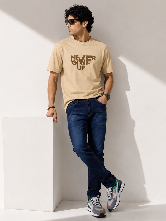 Heavily washed stretchable comfort fit Denim Jeans - Navy Blue