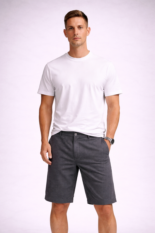 Denmark Printed Cotton Short - Dark Grey