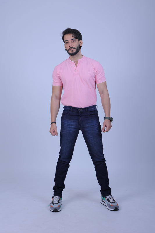 Heavily washed stretchable comfort fit Denim Jeans - Dark Blue