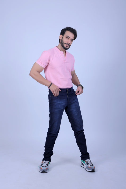 Heavily washed stretchable comfort fit Denim Jeans - Dark Blue
