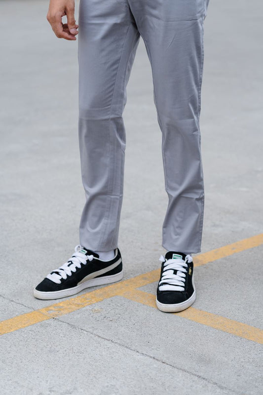 Fine Dobby Cotton Stretch Trouser Malta - Grey