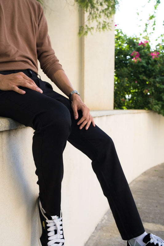 Fine Dobby Cotton Stretch Trouser Portugal - Black