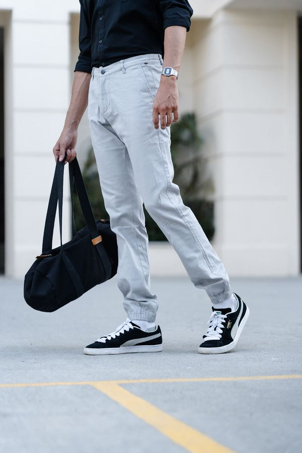 Cotton Stretch Jogger Denmark Peach - Light grey