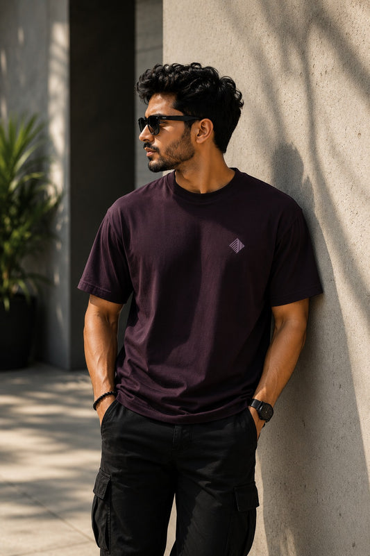 Gabardine T Shirt_Maroon_Logo