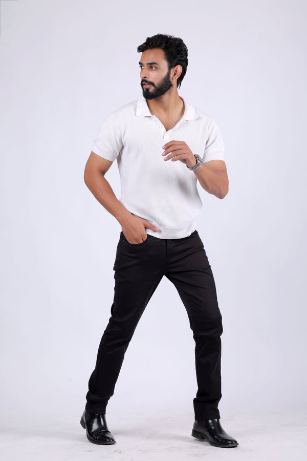 Heavily washed stretchable comfort fit Denim Jeans - Black