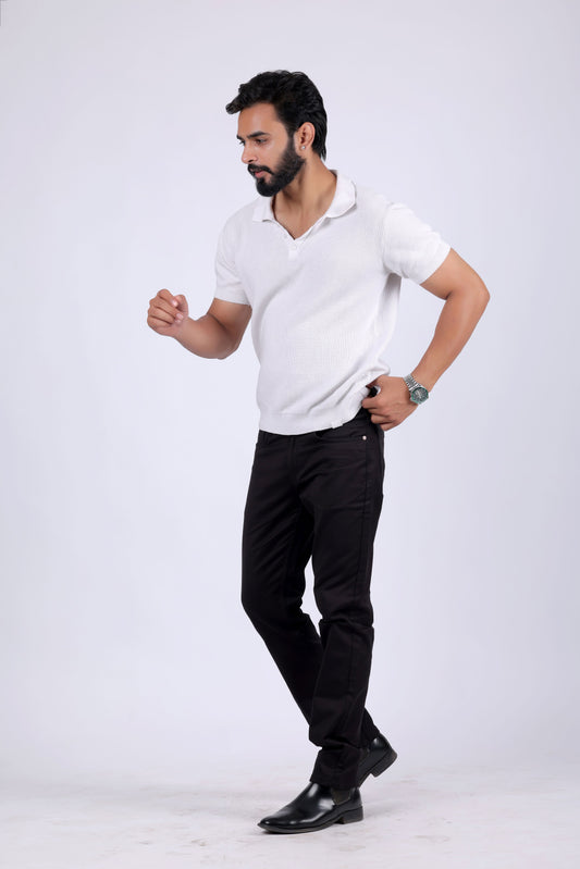 Heavily washed stretchable comfort fit Denim Jeans - Black