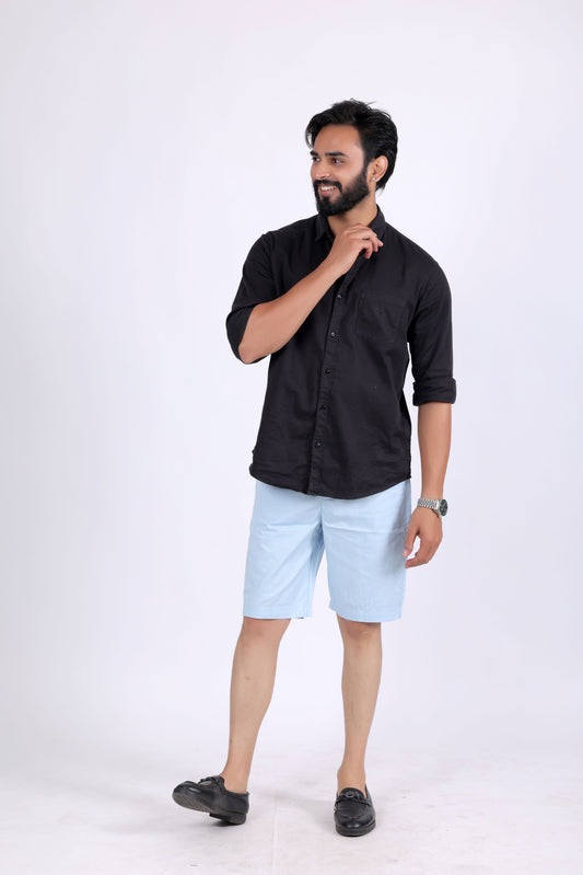 Zurich Premium Plain Cotton Short - Light Blue