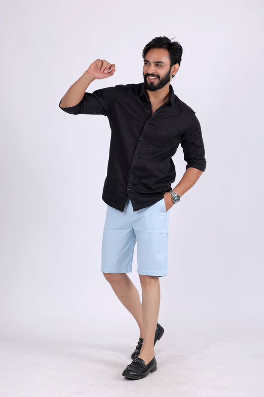 Zurich Premium Plain Cotton Short - Light Blue