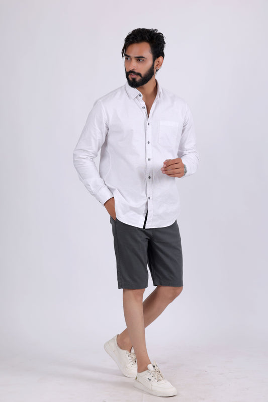 Denmark Printed Cotton Short - Dark Grey
