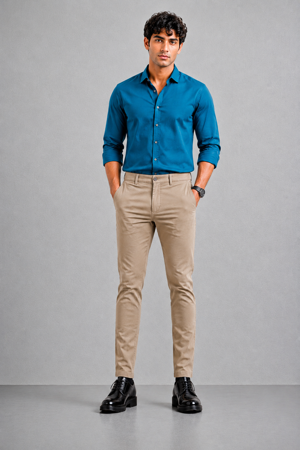 Premium Cotton Stretch Trouser  - SB2416312 -Brown