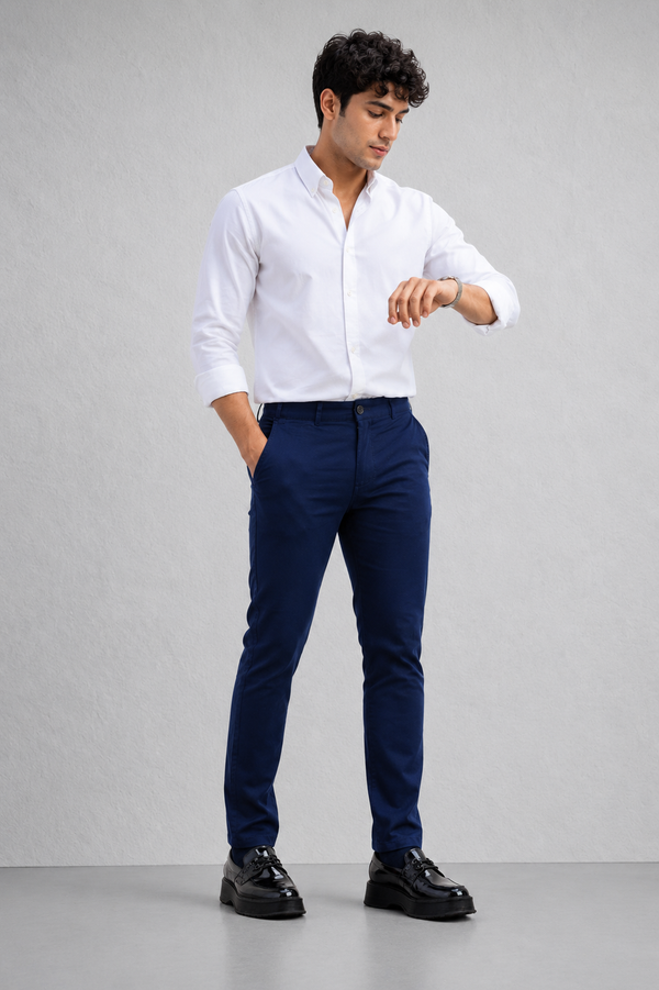 Premium Cotton Stretch Trouser  - SB2416312 - NAVY