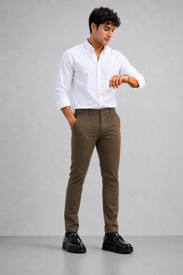 Premium Cotton Stretch Trouser  - SB2416312 - OLIVE