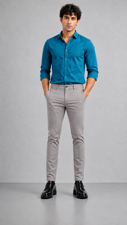 Premium Cotton Stretch Trouser  - SB2416325 - Grey